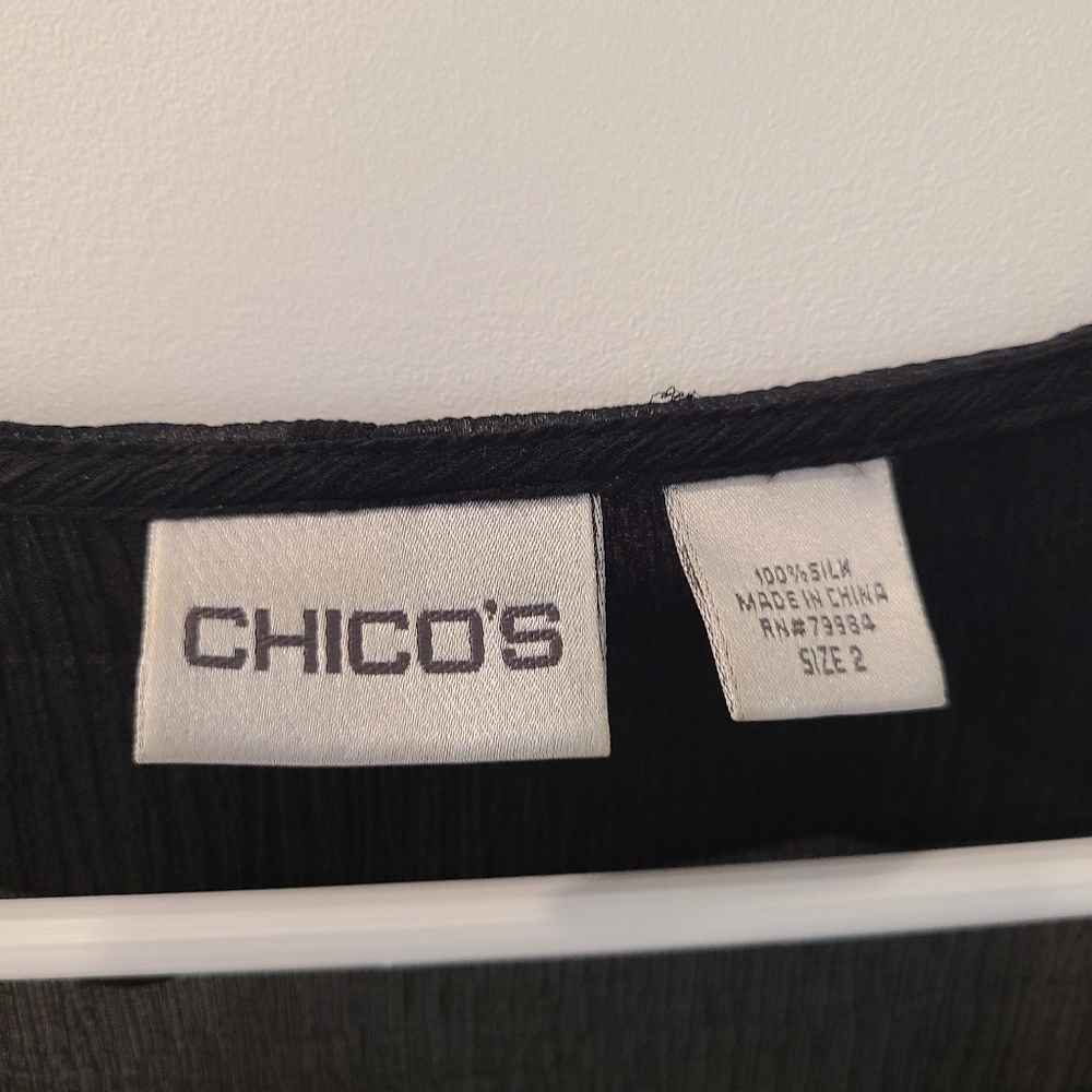 Chico's Black Sheer Ruffle Blouse - Picture 2 of 5